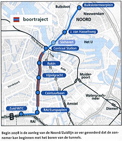 noord zuid lijn kaart